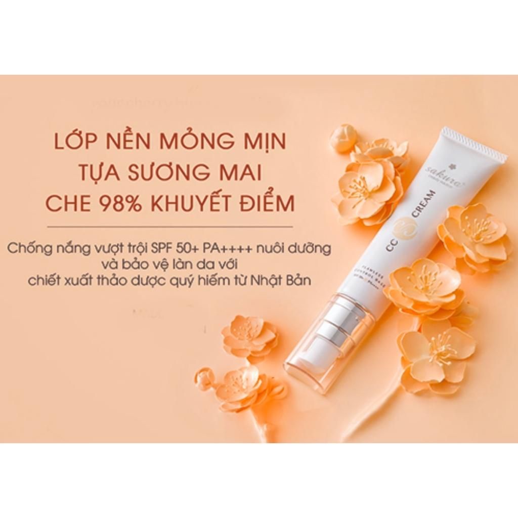 Kem Trang Điểm Chống Nắng Sakura CC Cream Flawless Control Base Che Phủ Nhẹ Nhàng (Chai 40ml)