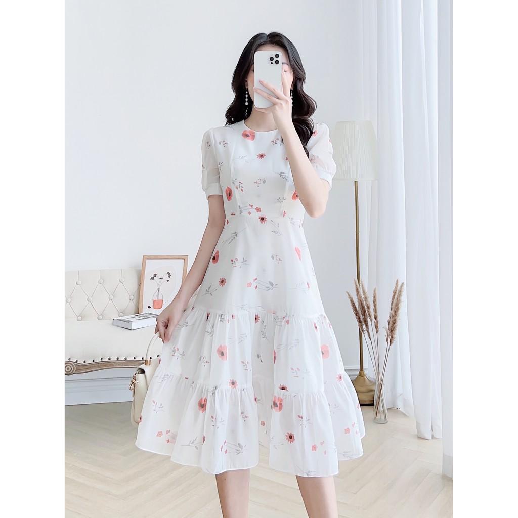 Váy thiết kế nữ Charme váy tơ hoa dáng xòe 4133 | BigBuy360 - bigbuy360.vn