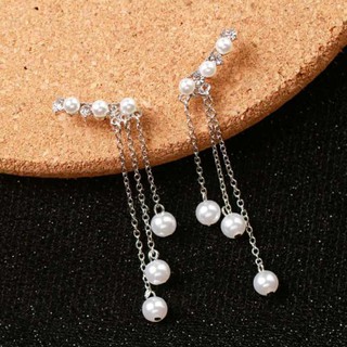 Bông tai dài tua rua kiểu 3 tầng mẫu mới dễ thương style hàn quốc - mouse love rice