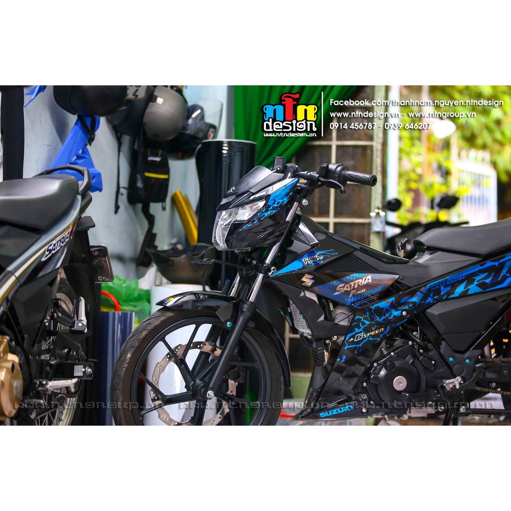 Tem Rời Dán Xe Raider FI Mẫu Zin Xanh Đen Cực Chất, Hàng 3 Lớp Chất Lượng Cao ,Team Decal