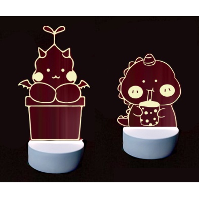 Đèn Led gấu brown trắng L1I6  Đèn Ngủ 3D cute bare bear cute molang pusheen tonton khủng long hoàng đế mèo capoo