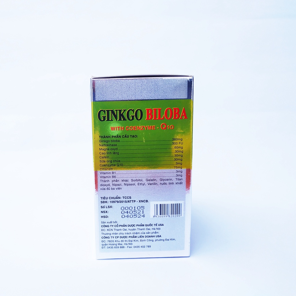 HOẠT HUYẾT DƯỠNG NÃO GINKGO BILOBA WITH COENZYME Q10 - GINKGO BILOBA Q10 - BỔ SUNG DƯỠNG CHẤT CHO NÃO - HỘP 100 VIÊN