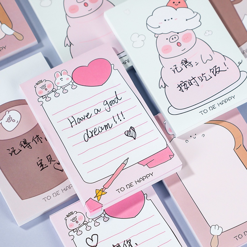 Tập 50 tờ giấy note ghi chú check list họa tiết động vật dễ thương 9x6cm GCG01