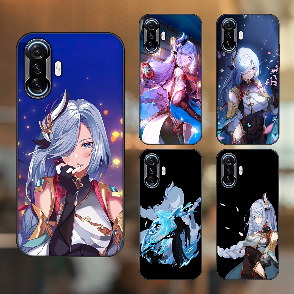 Ốp lưng Xiaomi K40 Gaming viền đen in hình Shenhe Genshin Impact