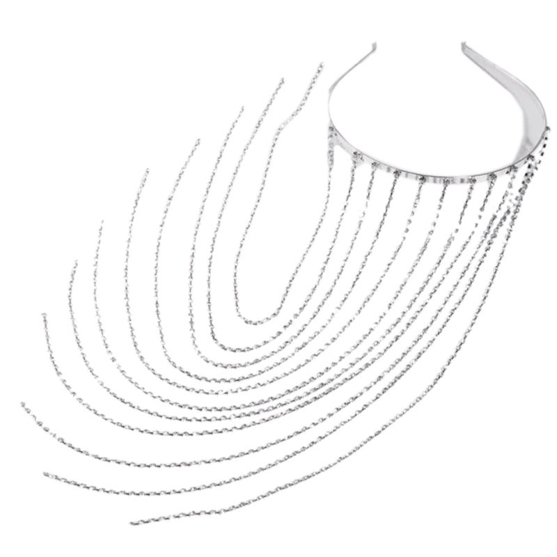 Băng Đô Cài Tóc Dáng Dài Đính Đá Pha Lê Phong Cách Vintage