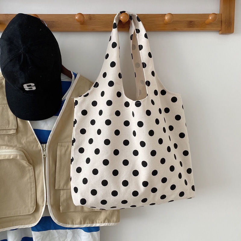Túi vải Họa Tiết Chấm Bi Phong Cách Nhật Bản