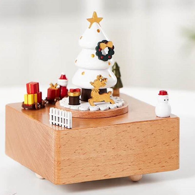 Hộp Nhạc Gỗ Hình Ông Già Noel / Cây Thông / Tàu Lửa / Cây Thông / Năm Mới Phong
