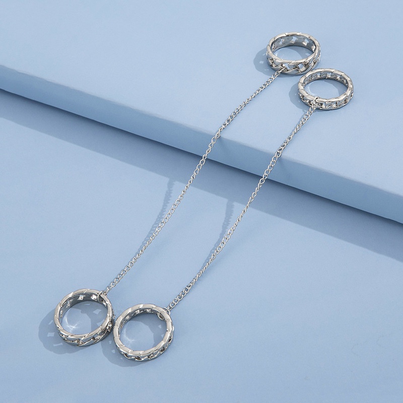 Set 2 Nhẫn Kim Loại Nhiều Màu Sắc Phong Cách Punk Cổ Điển