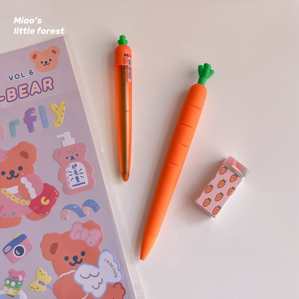 Bút chì bấm cà rốt MIAO'S LITTLE FOREST combo bút chì hộp ngòi tặng kèm gôm tẩy hình cà rốt cute  MPE2206