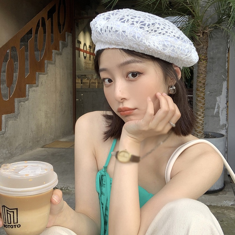 Mũ Nồi Phối Ren Lỗ Thoáng Khí Thời Trang Mùa Hè Cho Nữ