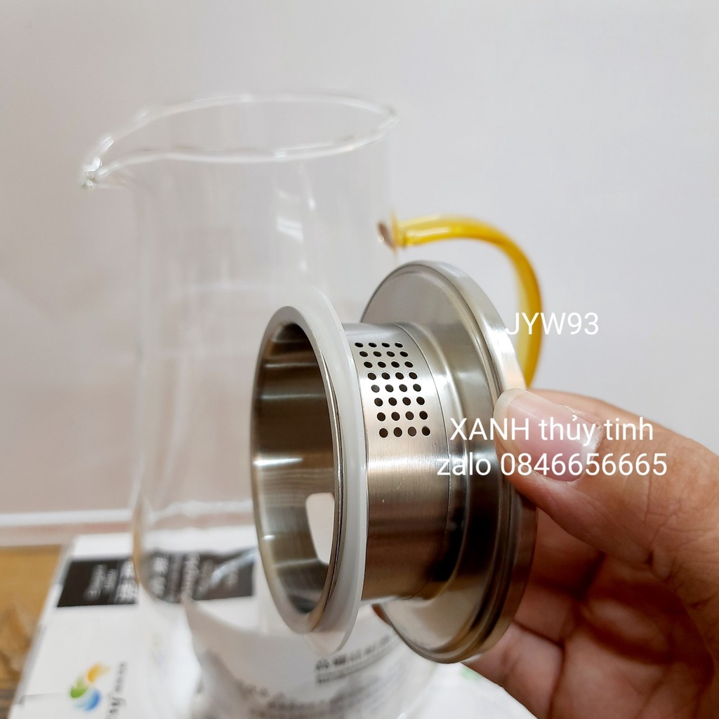 Bình thủy tinh quai vàng, nắp inox 1800ml - Mã JYW93