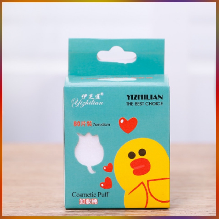 Bông Tẩy Trang Gói 80 miếng/Hộp (Giao Ngẫu Nhiên Mầu Sắc Bao Bì)