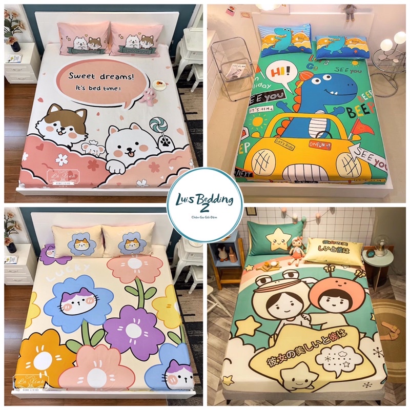 Ga Và Gối Cotton Living Hoạ Tiết Hoạt Hình Vui Nhộn Cho Bé Thoả Sức Lựa Chọn