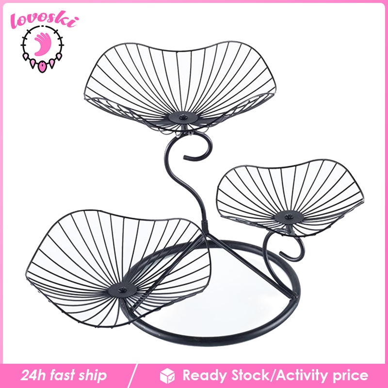 Giá đỡ trái cây 3 tầng hình lá sen bằng sắt