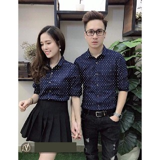 Áo sơ mi nam chấm bi hoa nhỏ vải lụa cao cấp VNXK