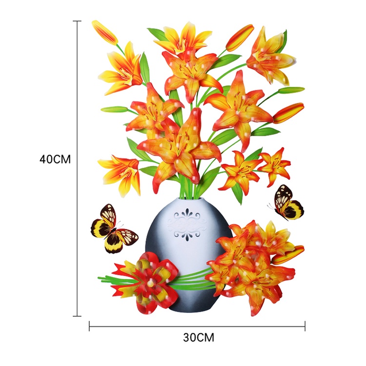 Tranh Dán Tường 3D, Tranh Bình Hoa 3D Dán Nổi, 12 Mẫu Siêu Đẹp Sắc Nét