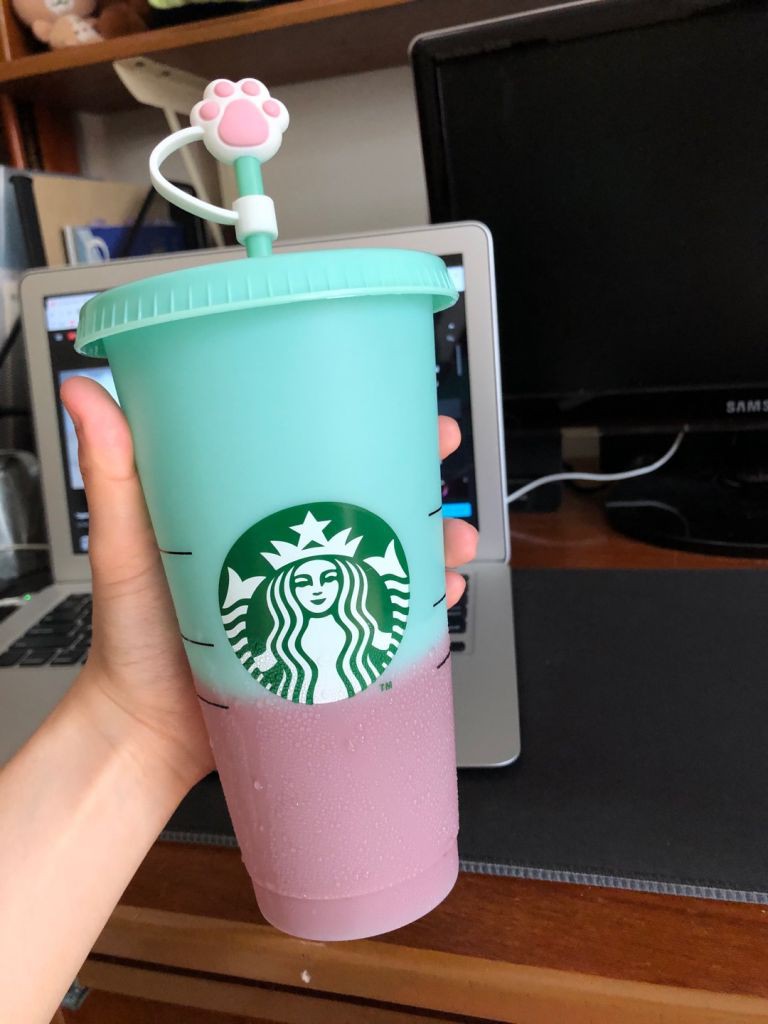 Ly Nước Hoạ Tiết Logo STARBUCKS Thay Đổi Màu Sắc 710ml 24oz