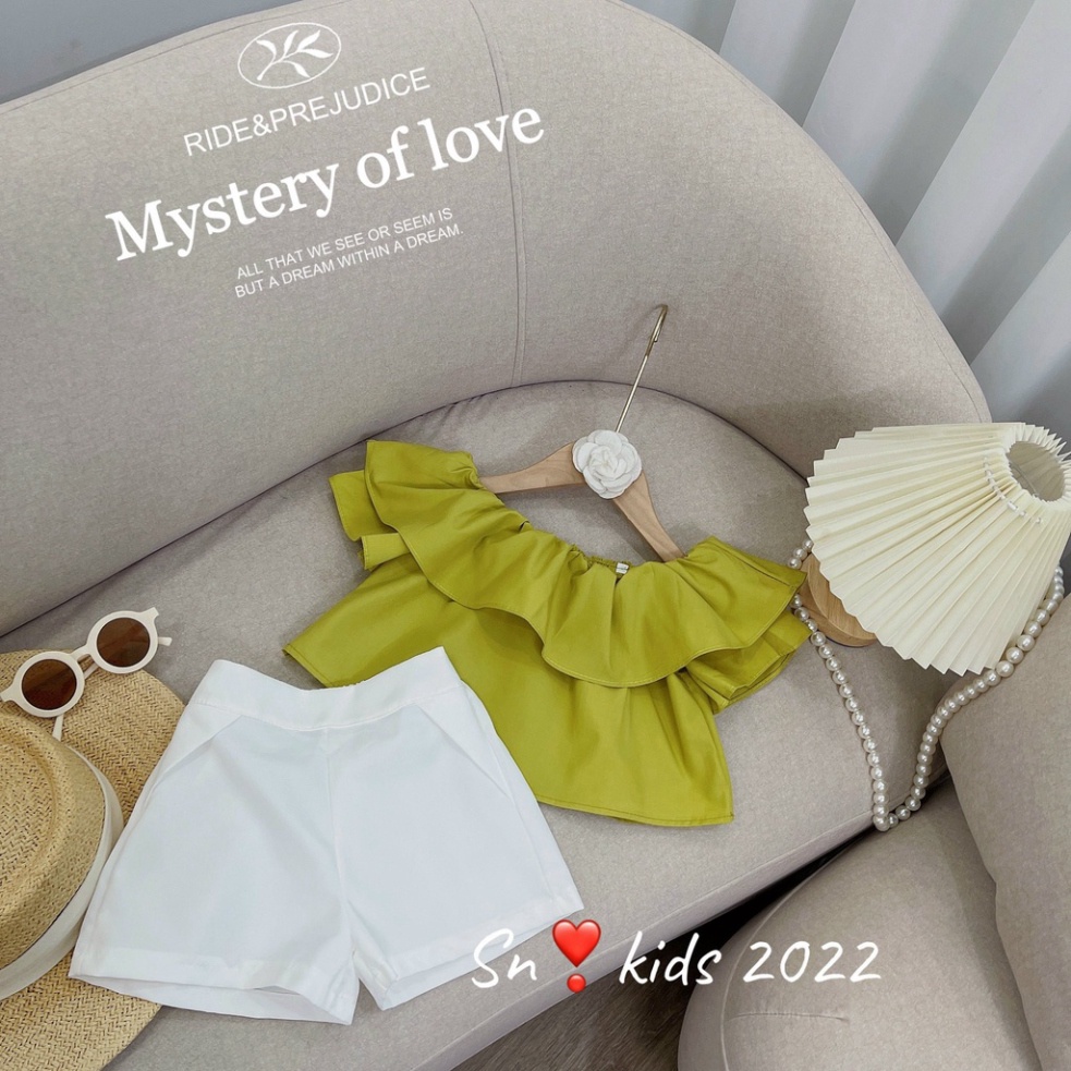 Quần áo trễ vai cho bé gái, Set áo trễ vai mặc nhiều phong cách bé gái