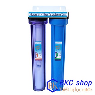 Bộ lọc nước sinh hoạt 2 cấp lọc 20 inch (PP + CTO) + bát 2 sơn tĩnh điện 20 inch