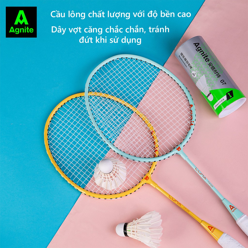 Bộ 2 vợt cầu lông TRẺ EM - HỌC SINH cao cấp Agnite, nhẹ, bền, đẹp - tặng kèm túi và hộp cầu