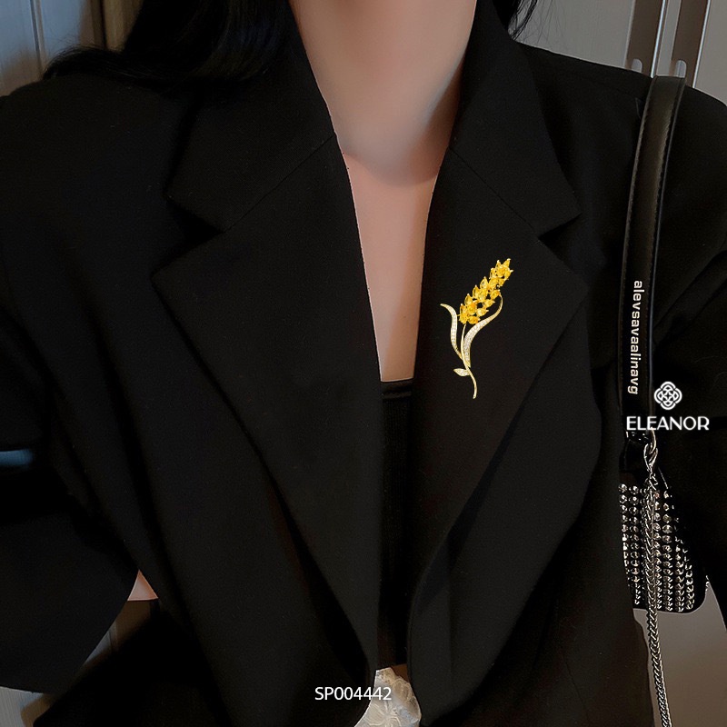 Ghim cài áo nam nữ Eleanor Accessories đính đá hình bông lúa phụ kiện thời trang 4442