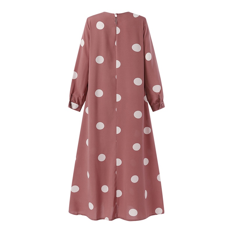 Zanzea Đầm Maxi Tay Dài In Họa Tiết Chấm Bi Dành Cho Phụ Nữ Hồi Giáo