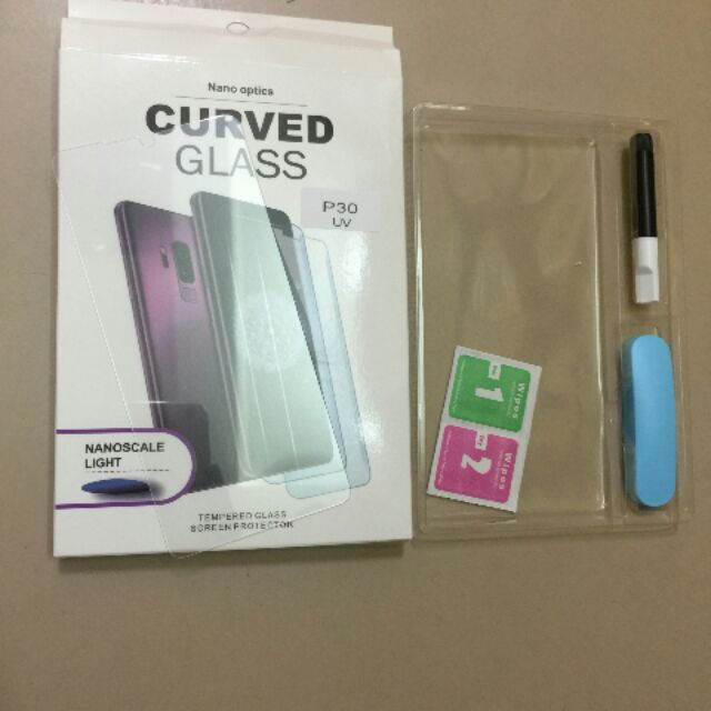 Tấm kính cường lực trong suốt full keo UV Huawei P30 ( giá sỉ )