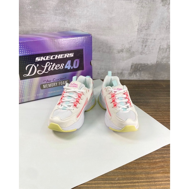 Giày thể thao nữ đế cao phối màu trẻ trung thương hiệu Skechers da thật hàng cao cấp