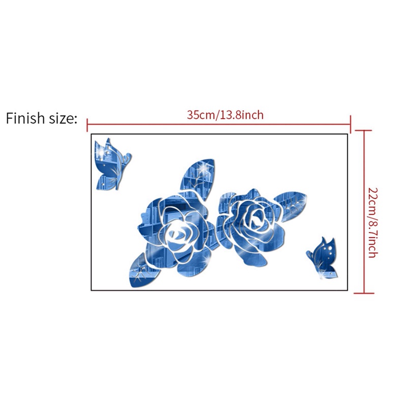 Miếng Dán Tường Bằng Acrylic Tráng Gương Hình Hoa Bướm Độc Đáo Trang Trí Nhà Cửa/ Phòng Khách/ Phòng Ngủ