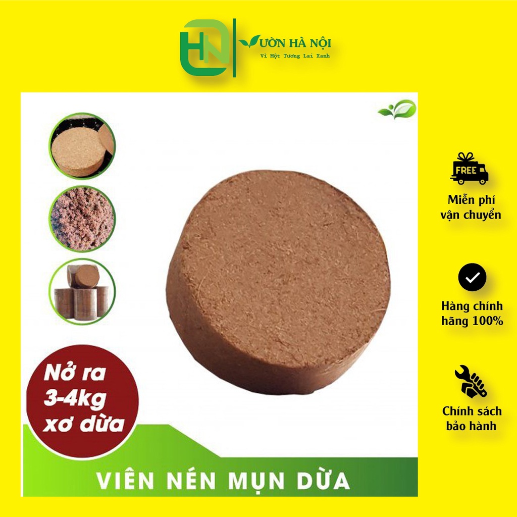 Bánh Nén Sơ Dừa Dùng Để Trồng Rau 500gam Sau Ngậm Nước Khối Lượng 5-7Kg ECO VIỆT NAM
