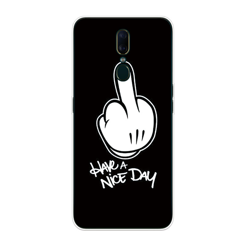 Ốp Lưng Oppo F7 F9 F11 Pro TPU mềm Case Cá tính đen tuyền Two