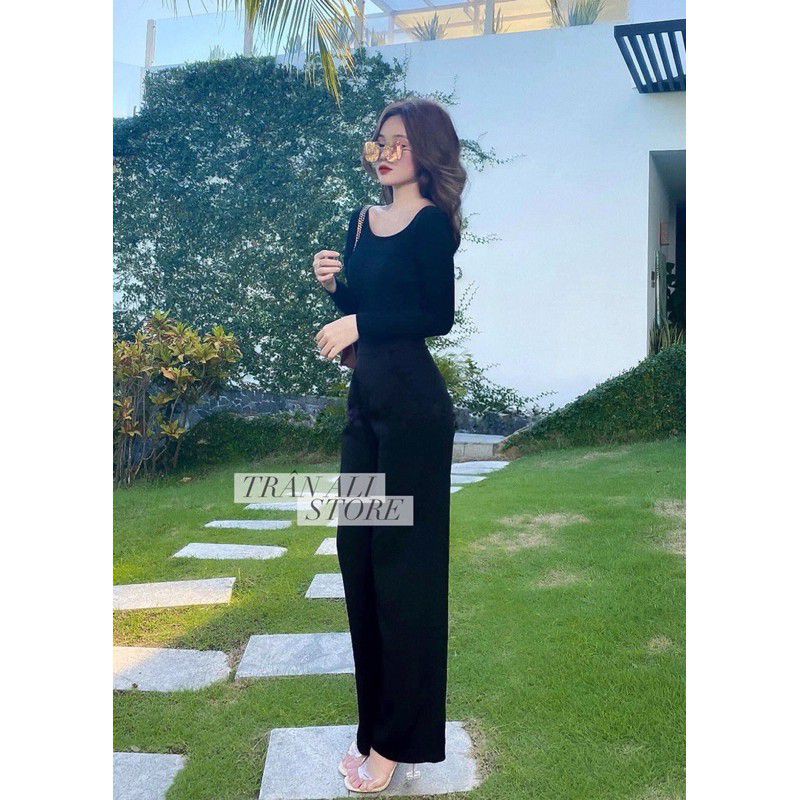 Jumsuit suông tay dài hở lưng siêu hot