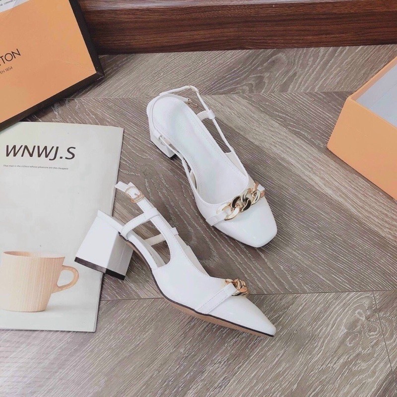Sandal mũi vuông khóa xích sắt gót vuông CG-0527