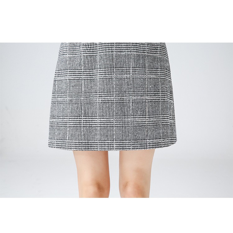 Chân váy chữ A CERA-Y màu sọc caro trắng đen mã CRCAV40