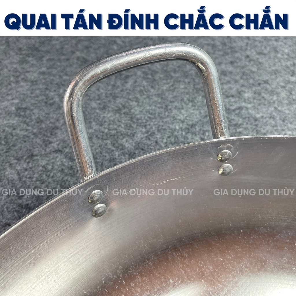 Chảo nhôm sâu lòng, loại chảo nhôm lớn size 32-34- 36-40-46-50 cm dẫn nhiệt tốt thiết kế đơn giản của gia dụng Du Thủy