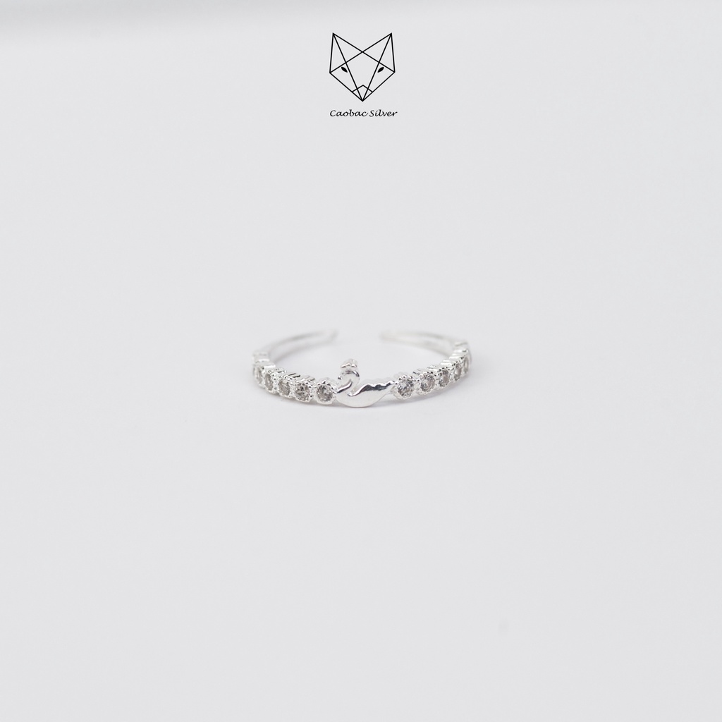 Nhẫn Nữ Bạc Ta CaoBac Silver Mặt Nhẫn Bạc Đính Đá Lấp Lánh Hoạ Tiết Thiên Nga Cạnh Đá Thanh Lịch Quà Tặng Cho Phái Nữ