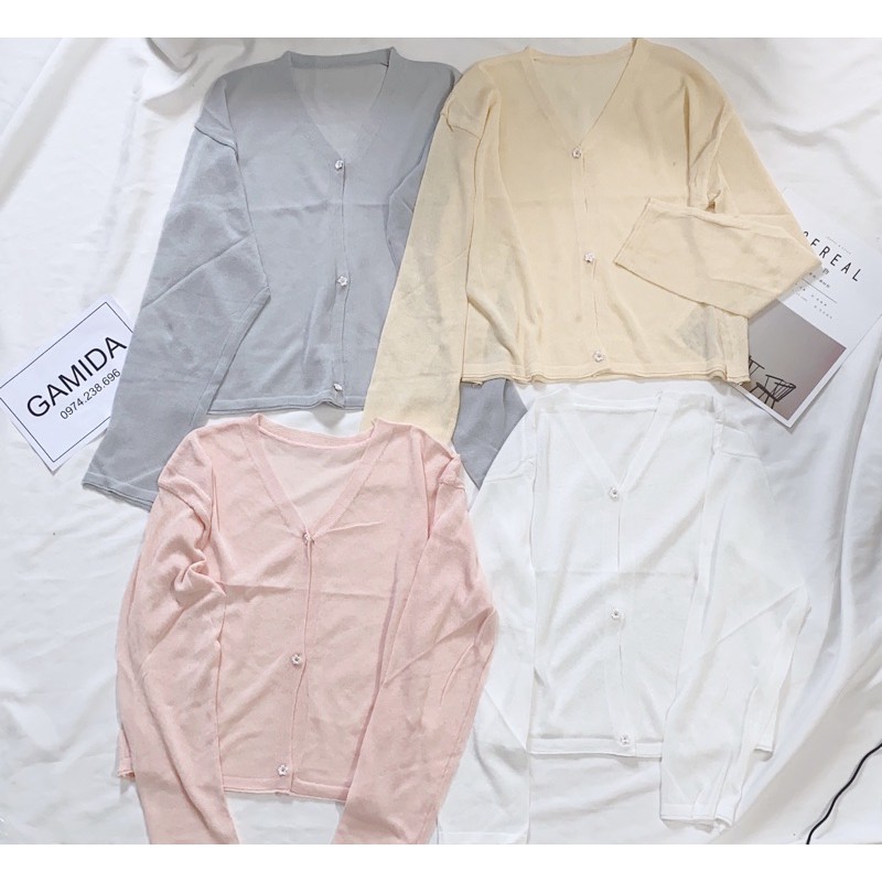 Áo Khoác Cardigan Dệt Kim Tay Dài Vải Lụa Len Mỏng Thời Trang Cho Nữ