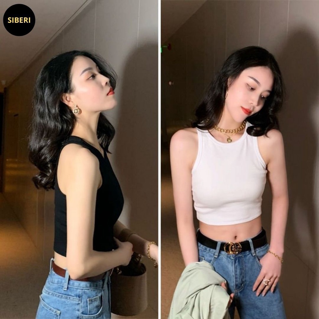 Áo ba lỗ croptop cotton thun tăm, co giãn 4 chiều, thấm hút mồ hôi, lên fom dáng đẹp, phông ôm body quyến rũ_ Siberi