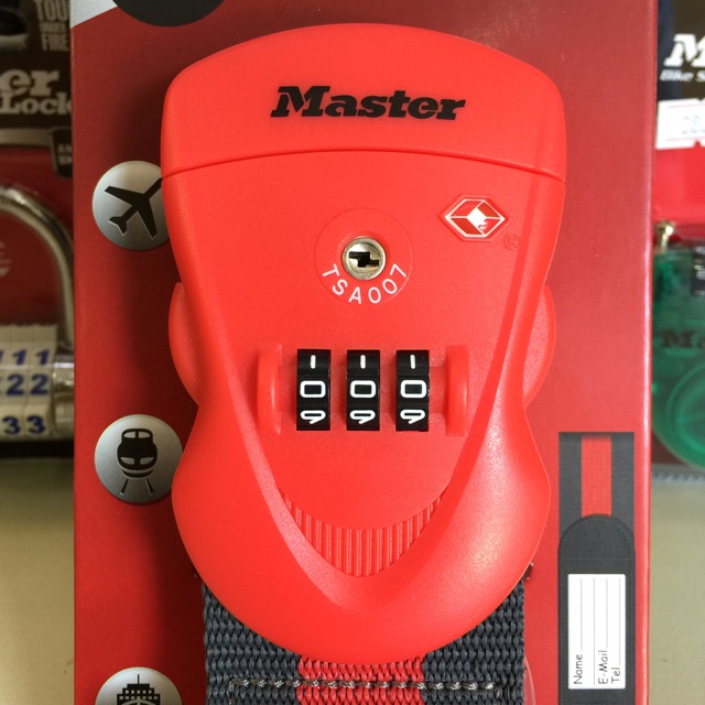 [Hỏa tốc HCM] Dây Đai Vali Master Lock 4702 EURD RED Đầu khóa số có chứng nhận TSA - MSOFT