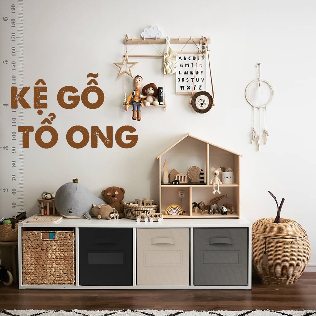 Kệ gỗ tổ ong, kệ ô vuông trang trí và để đồ tiện lợi 30x30x30cm (1 ô) - HOME DECOR