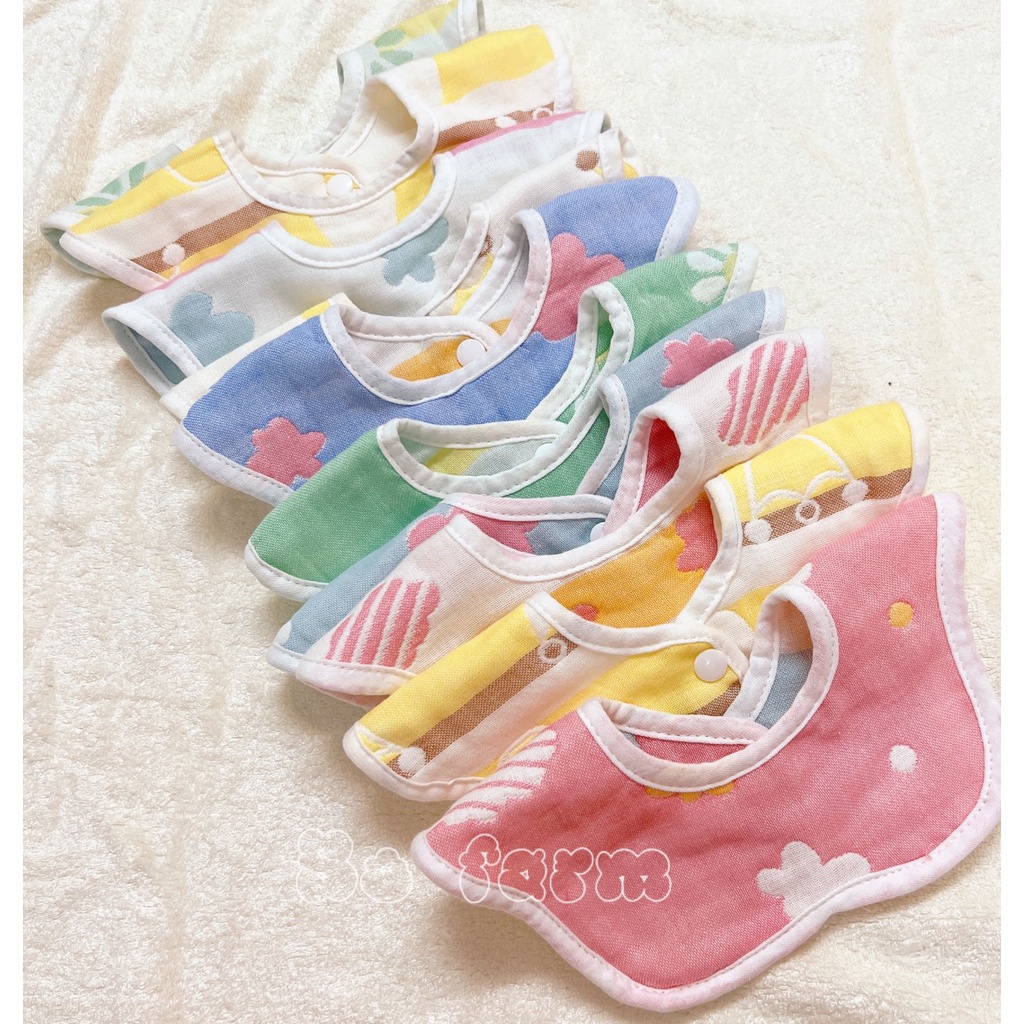 Set 3 yếm ăn dặm xoay 360 vải xô sợi tre 6 lớp cho bé trai bé gái- nhiều họa tiết