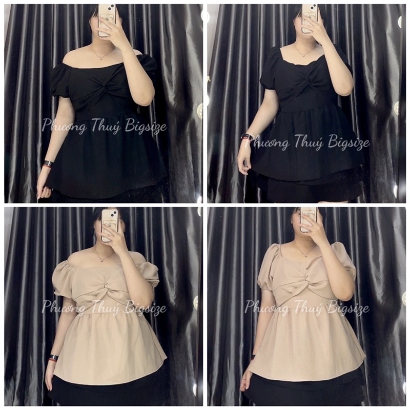 Áo kiểu babydoll dây chéo trước ngực, đính ngọc sau lưng nhún thun chất lụa cao cấp - Phương Thúy Bigsize
