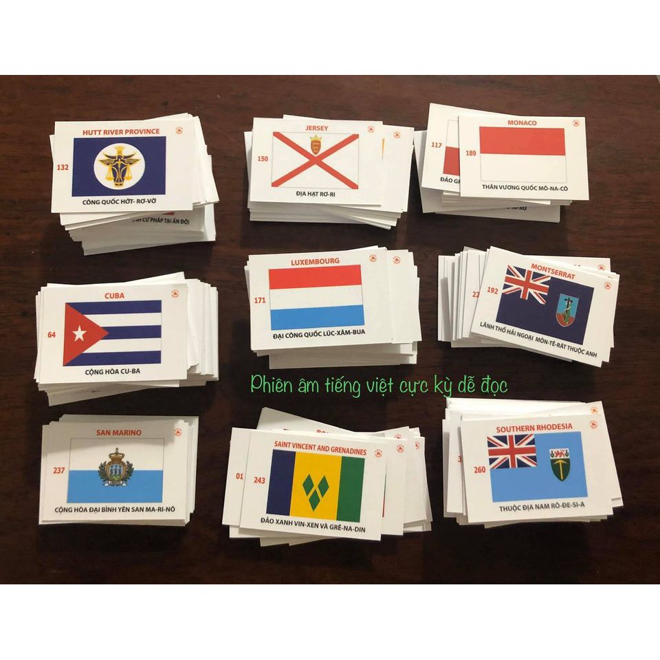 Bộ cờ các nước, 361 quốc gia, vùng lãnh thổ, khu tự tri, thuộc địa đầy đủ trên thế giới