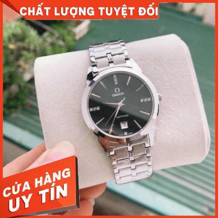Đồng Hồ Nam 0mega Sapphire OM037 Case 38mm ĐEN Máy Pin Nhật Chống Xước Tuyệt Đối