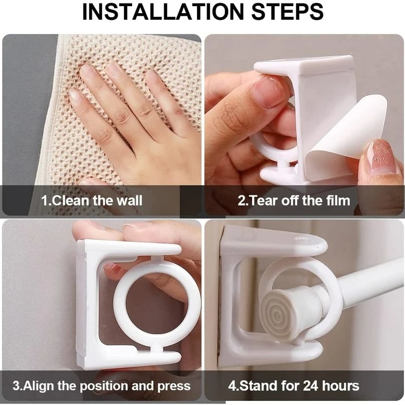 Set 2 Giá Đỡ 360 Độ Tự Dính Không Cần Đục Lỗ Dùng Treo Thanh Treo Khăn Tắm