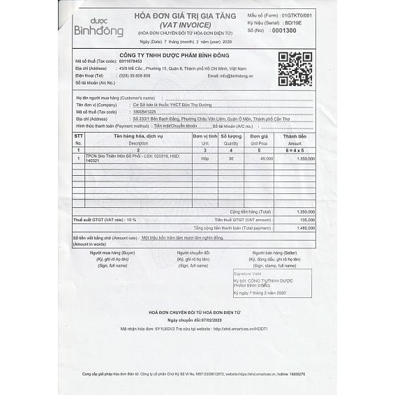 THIÊN MÔN BỔ PHỔI BÌNH ĐÔNG ĐTĐ