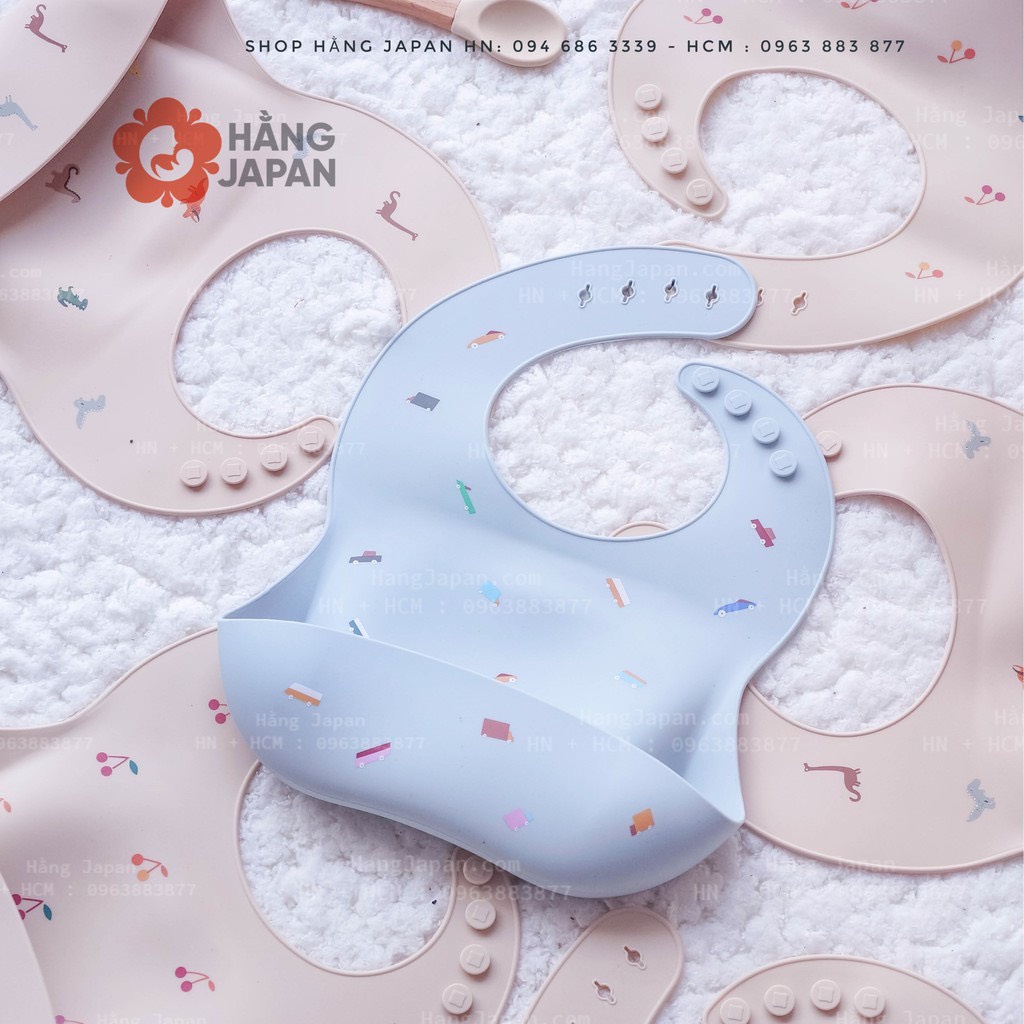 Yếm ăn dặm Silicone Kamimi xuất hàn họa tiết xinh xắn đắng yêu cho bé