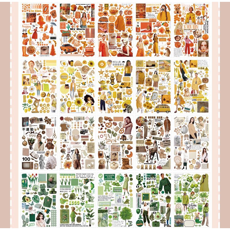 Set 50 tờ nhãn dán trang trí thủ công cho sổ tay / album/ tạp chí DIY