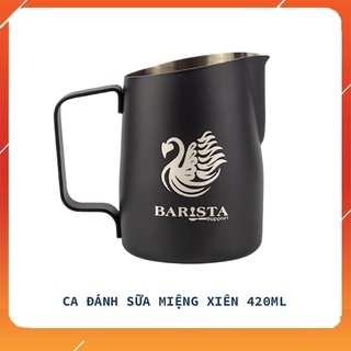 Ca Đánh Sữa Miệng Xiên Barista Support 420ml Inox Màu Đen, Trắng