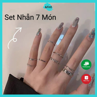 Set nhẫn 7 món ❤️freeship❤️ bộ nhẫn nữ sang chảnh phong cách hàn quốc - set nhẫn nữ thời trang